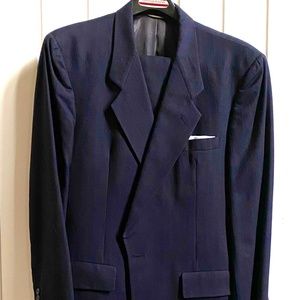 Christian Dior bi-color pinstripe 40R suit. Deep blue with red/blue pinstripes.